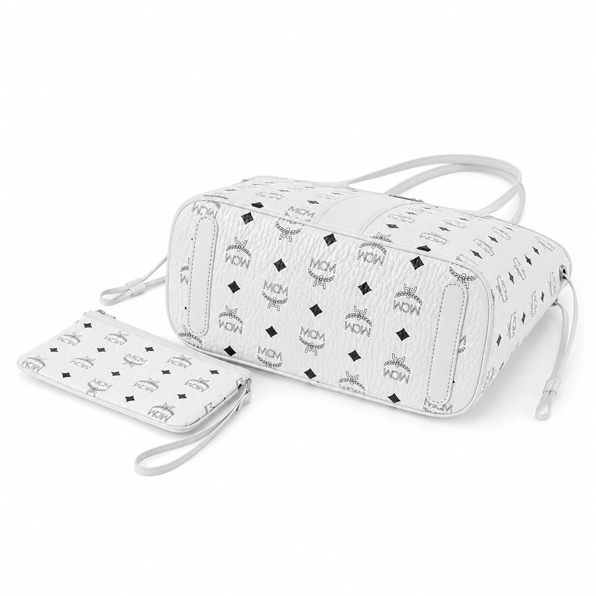 MCM Liz Visetos Medium Tote Bag – White, Reversible, Pouch, MWPAAVI02WT