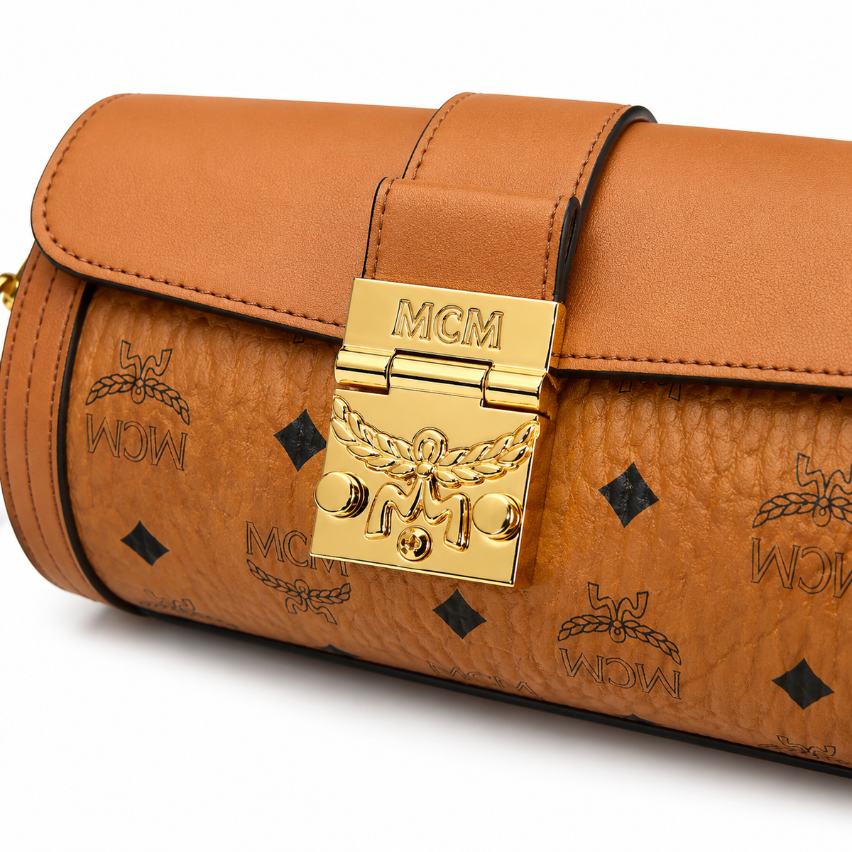 MCM Tracy Visetos Camera Bag – Cognac, Gold Hardware, MWRBSXT01CO001