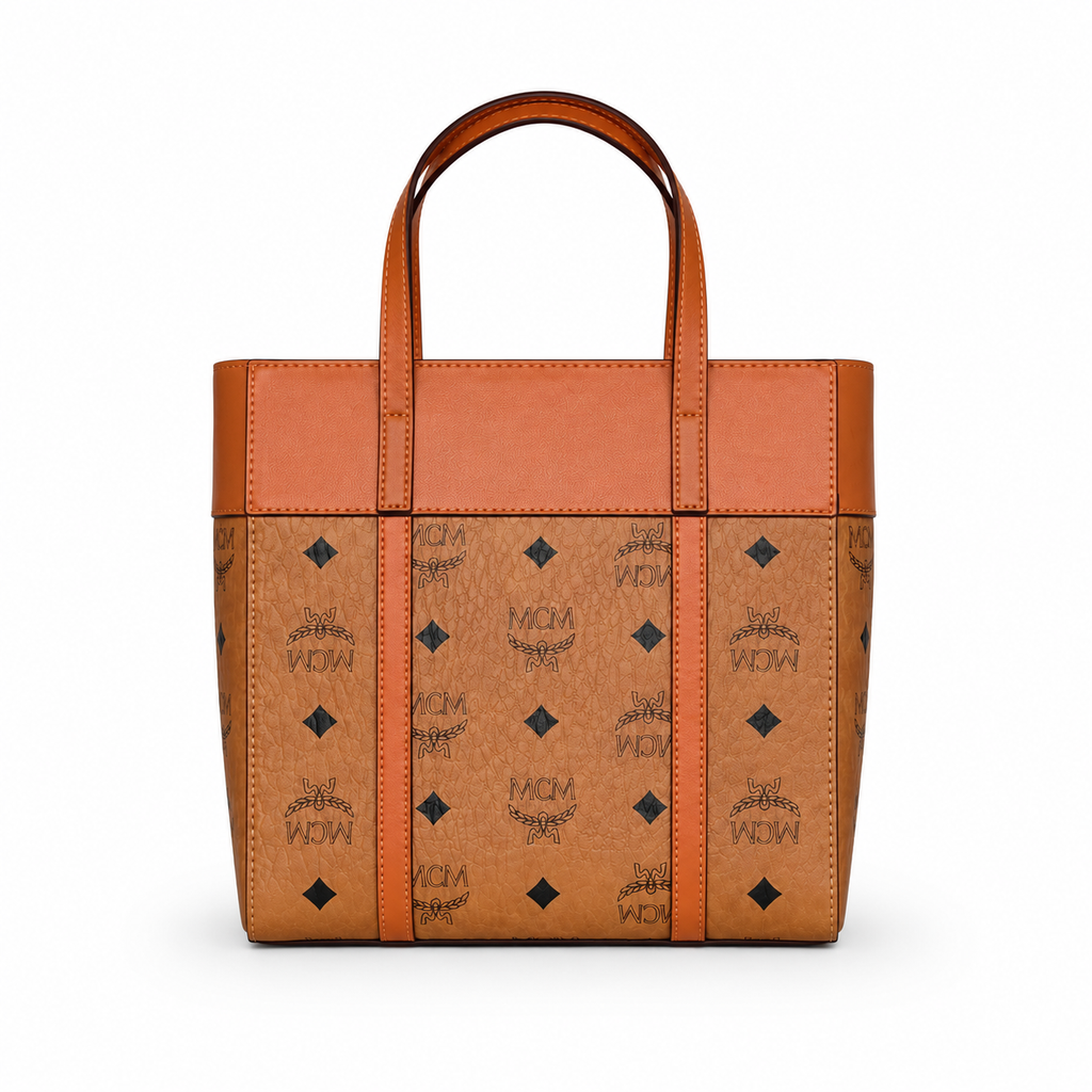 MCM Reversible Shopper Visetos Mini Tote Bag – Cognac, 21.5cm
