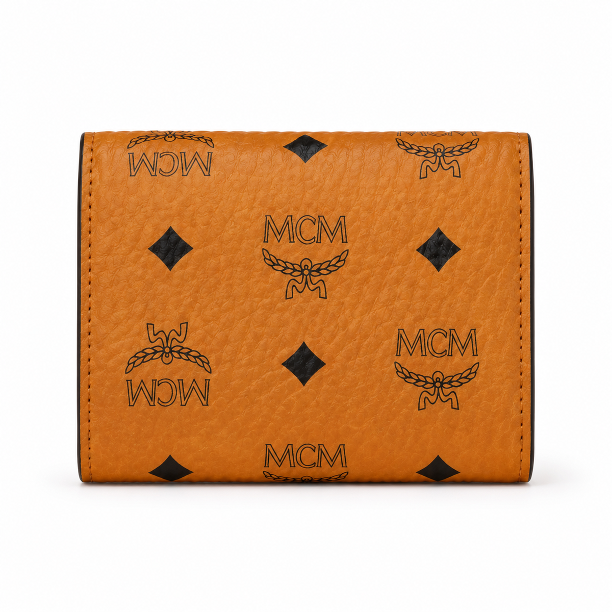 MCM Small Aren Visetos Trifold Wallet – Cognac