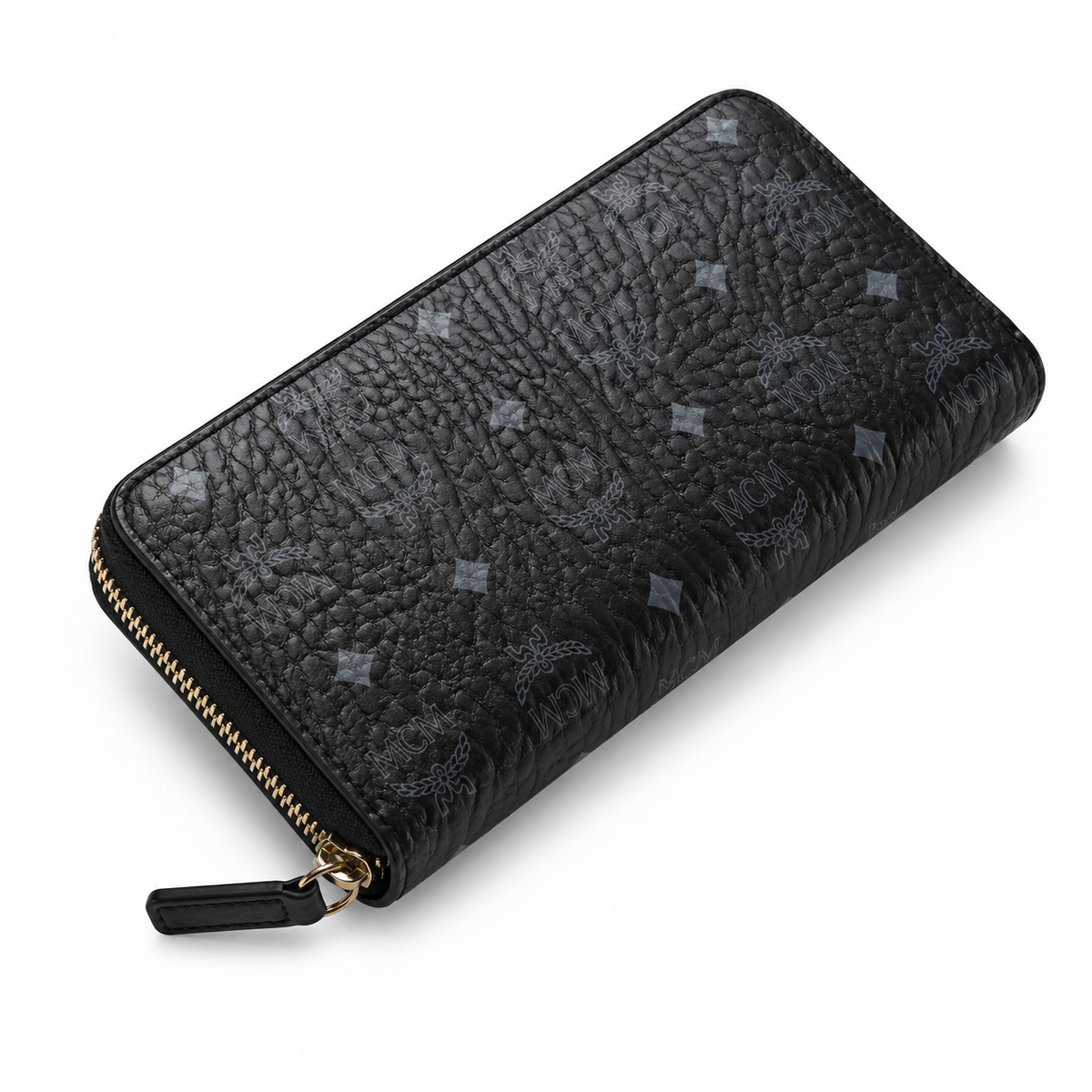 MCM Visetos Original Zip Around Long Wallet – Cognac / Black, 19cm