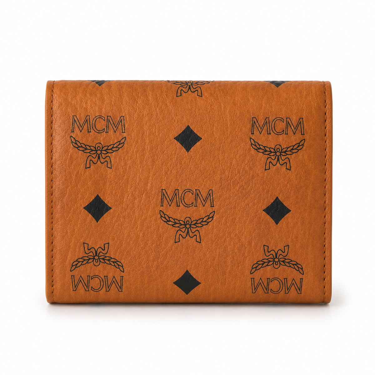 MCM Patricia Visetos Trifold Wallet – Cognac Brown, 11x10cm
