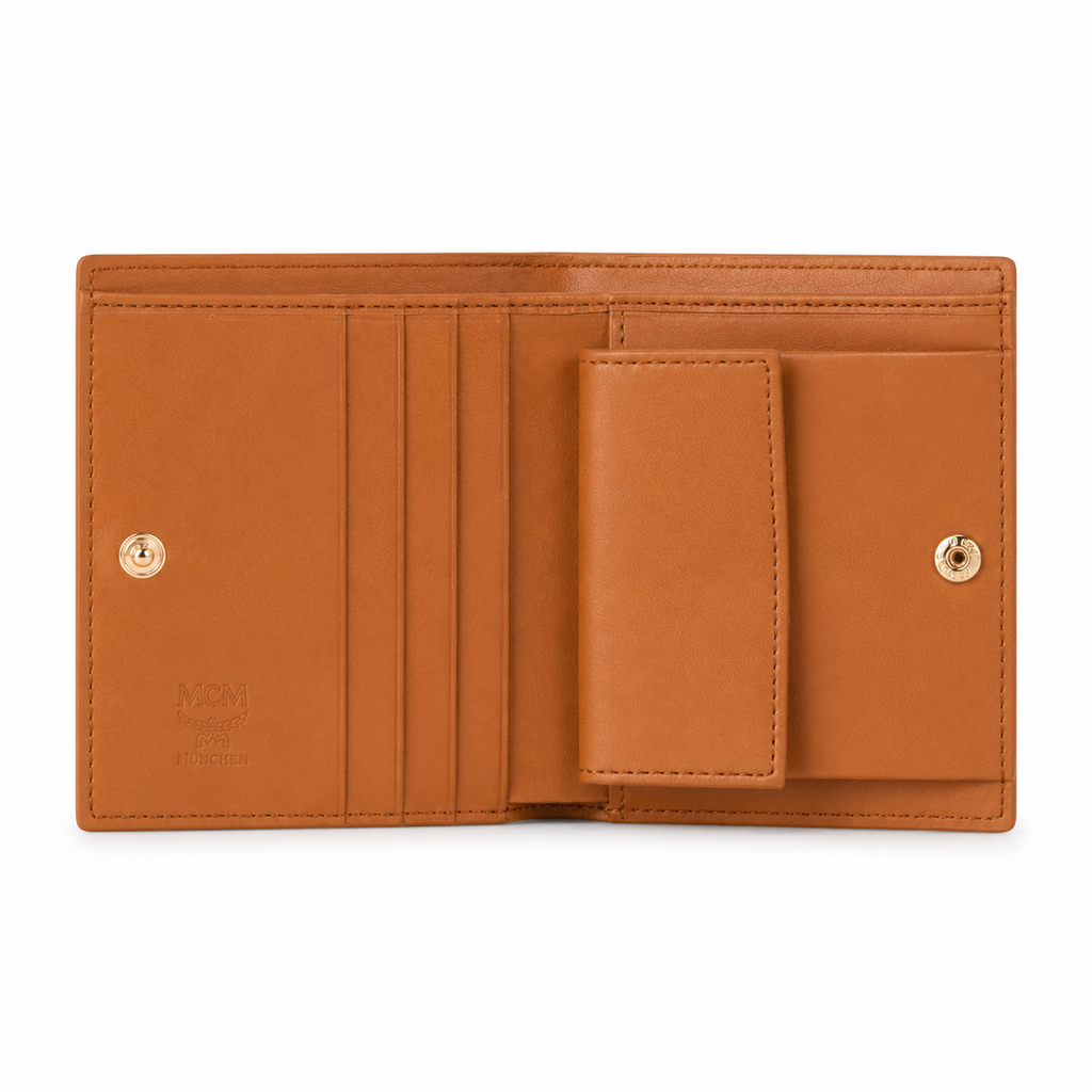 MCM Patricia Visetos Bifold Wallet – Cognac, 11x8.5cm