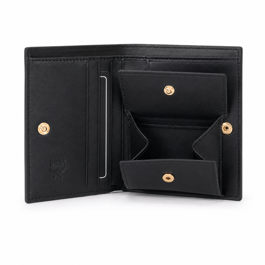 MCM Patricia Visetos Bifold Wallet – Black, 11x8.5cm