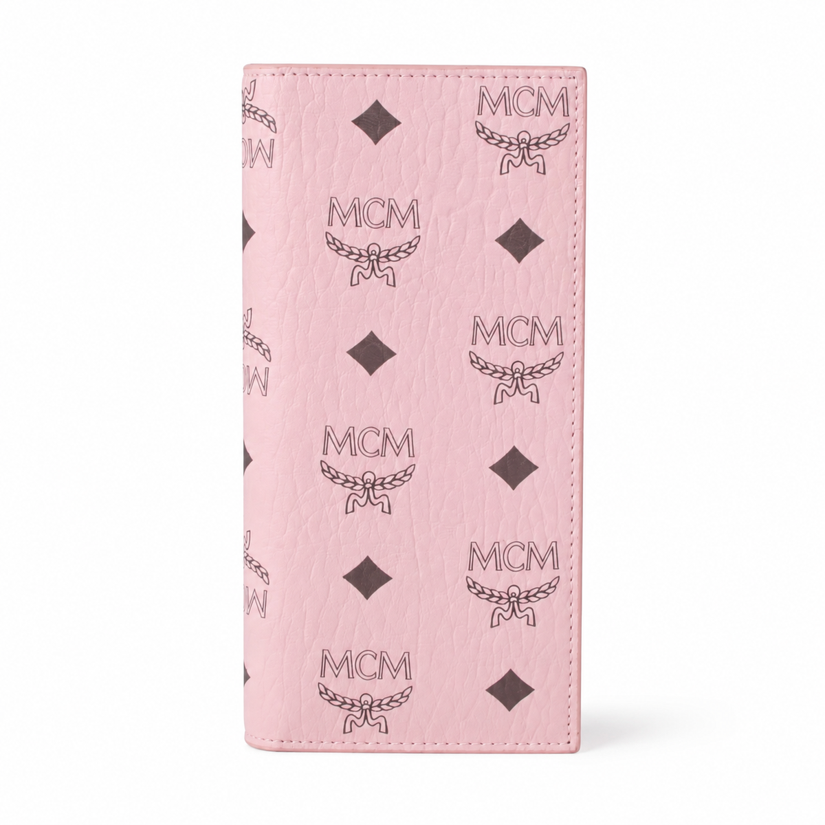 MCM Small Tracy Trifold Wallet in Visetos – Baby Pink Coated Leather Long Wallet, 19x10cm