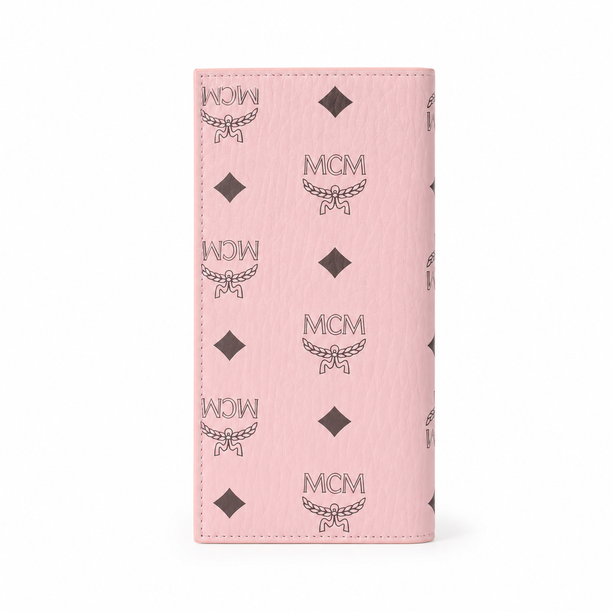 MCM Small Tracy Trifold Wallet in Visetos – Baby Pink Coated Leather Long Wallet, 19x10cm
