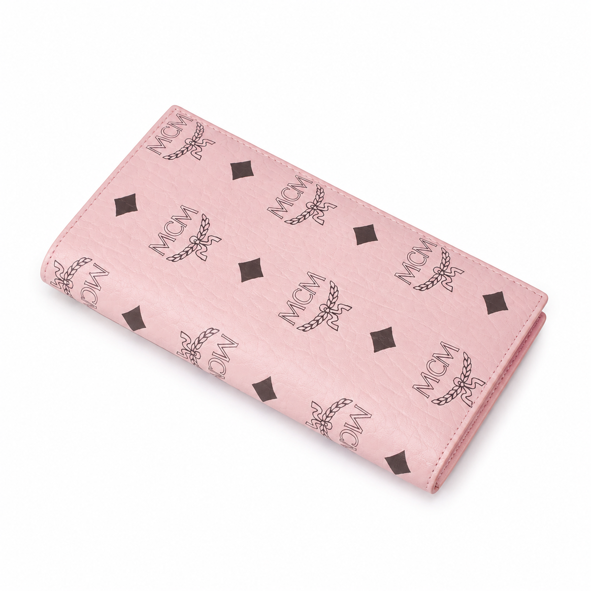 MCM Small Tracy Trifold Wallet in Visetos – Baby Pink Coated Leather Long Wallet, 19x10cm