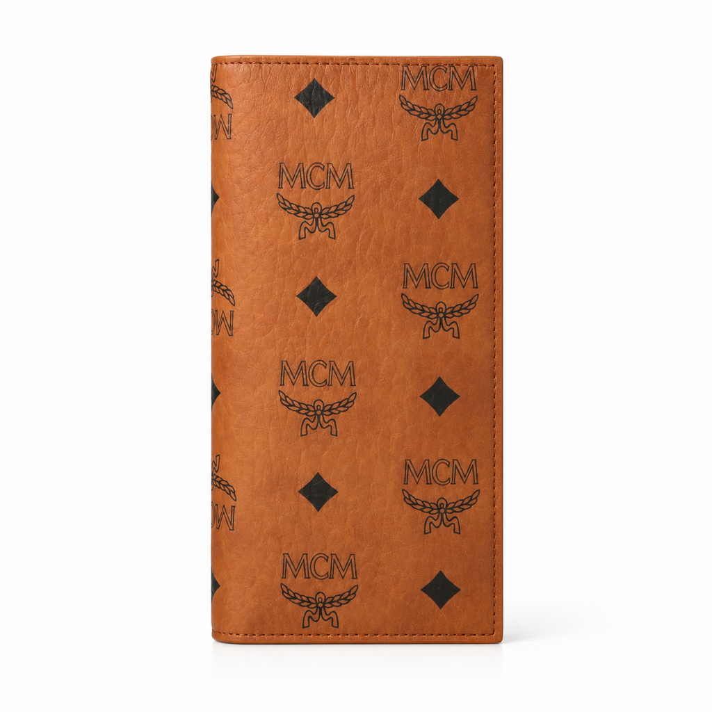 MCM Small Tracy Trifold Wallet in Visetos – Baby Pink Coated Leather Long Wallet, 19x10cm