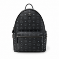 MCM Stark Large Backpack in Visetos Black – Signature Monogram Double-Sided Backpack with Pyramid Studs, 41x33x15cm