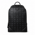 MCM Stark Medium Backpack in All-Black Visetos – Classic Monogram Backpack with Triangle Logo, Gunmetal Hardware, 42x30.5x18.5cm