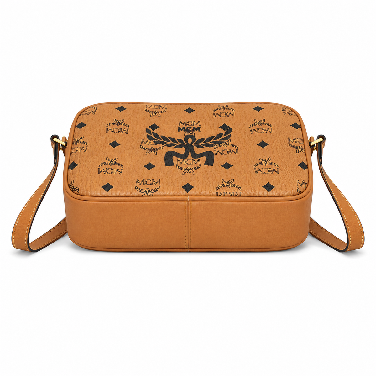 MCM Aren Visetos Small Camera Bag – Cognac with Large Logo Monogram