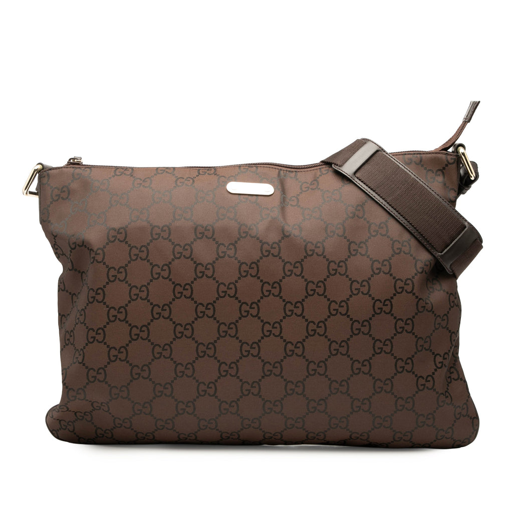 Zip Top Messenger Bag GG Coated Canvas Large