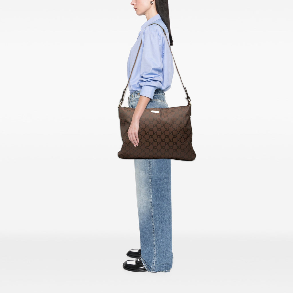 Zip Top Messenger Bag GG Coated Canvas Large