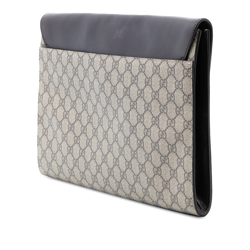 Padlock Clutch GG Coated Canvas with Leather