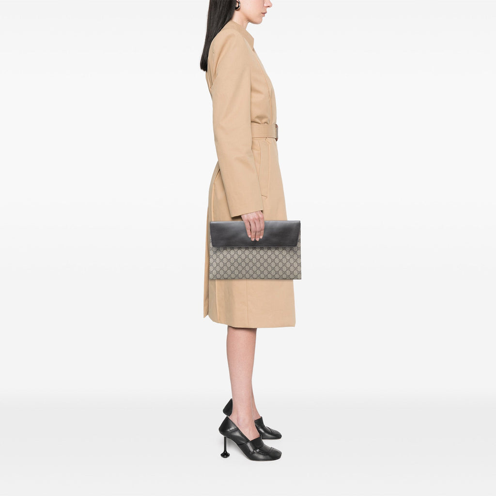 Padlock Clutch GG Coated Canvas with Leather