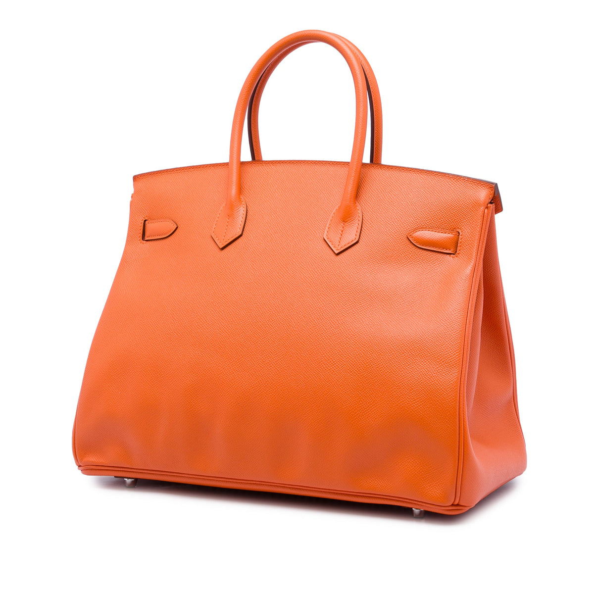 Birkin Handbag Orange Epsom with Palladium Hardware 35