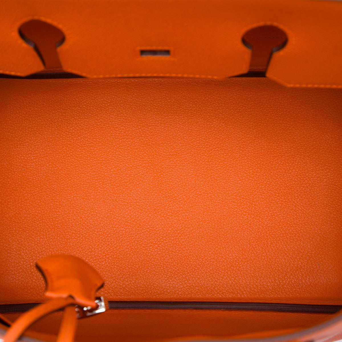 Birkin Handbag Orange Epsom with Palladium Hardware 35