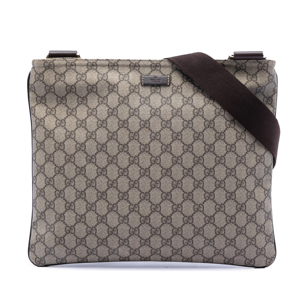 Zip Top Messenger Bag GG Coated Canvas Large