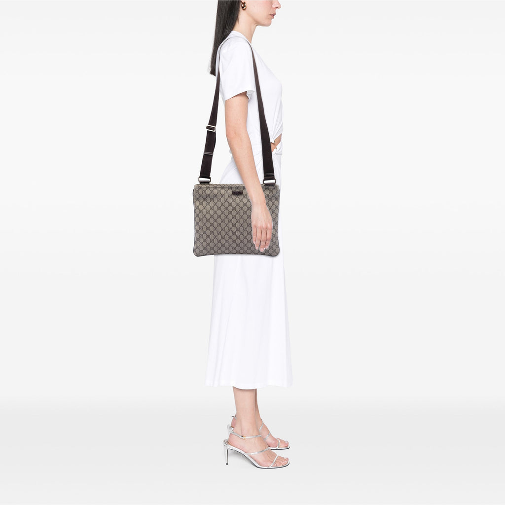 Zip Top Messenger Bag GG Coated Canvas Large