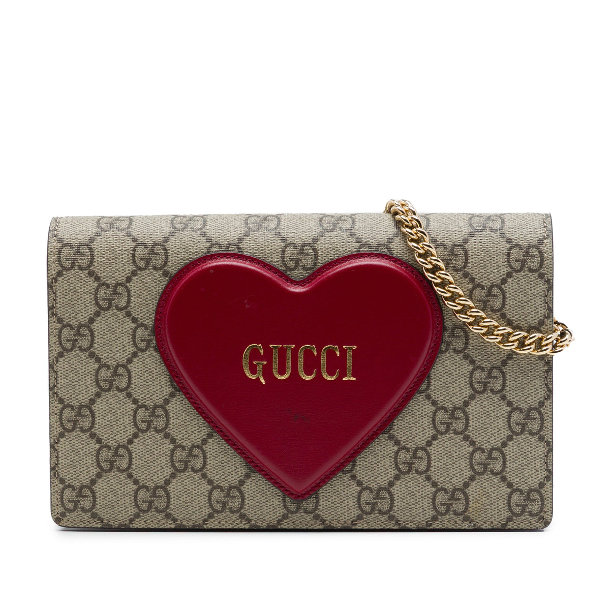 Logo Heart Chain Wallet GG Coated Canvas
