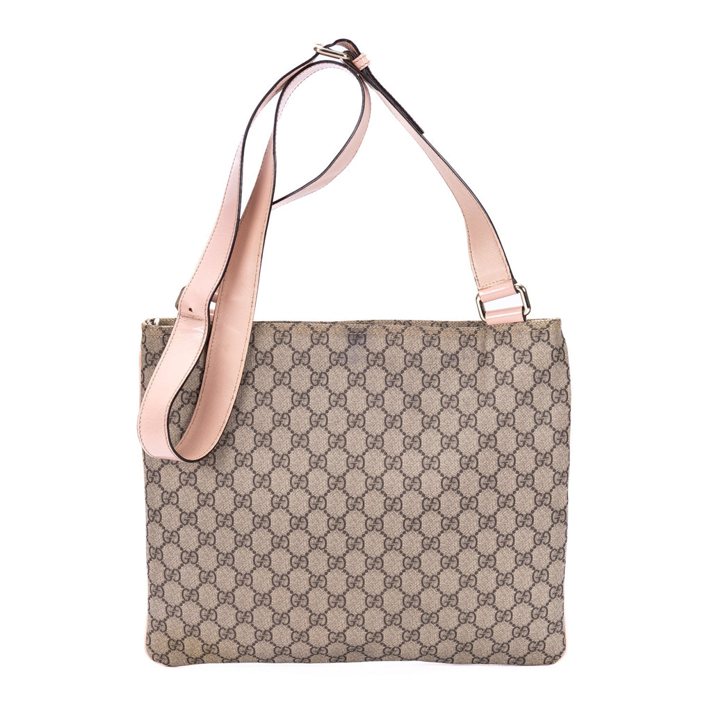 Zip Top Messenger Bag GG Coated Canvas Large