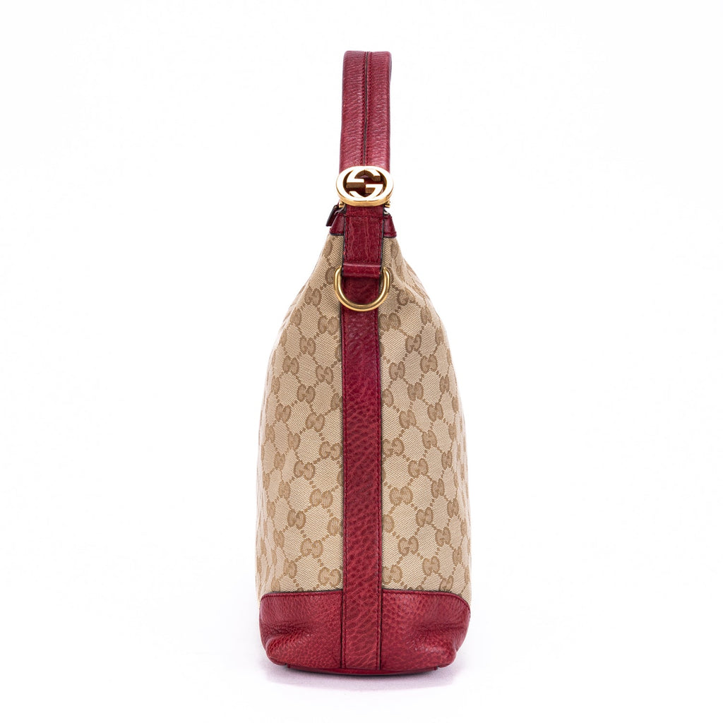 Miss GG Hobo GG Canvas with Leather Small