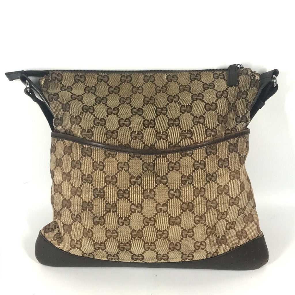 Zip Messenger Bag GG Canvas with Perforated Leather Medium