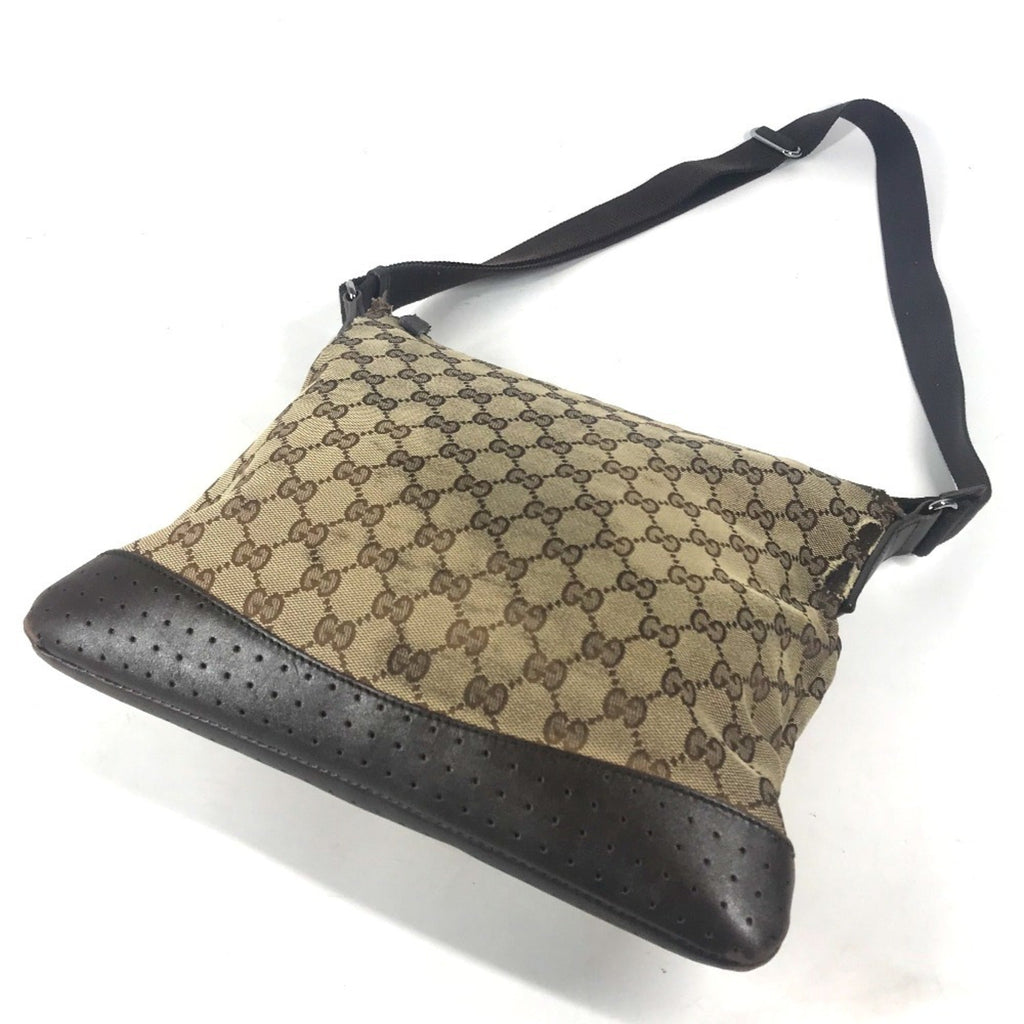 Zip Messenger Bag GG Canvas with Perforated Leather Medium