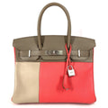 Birkin Handbag Cascade Tricolor Clemence and Swift with Brushed Palladium Hardware 30