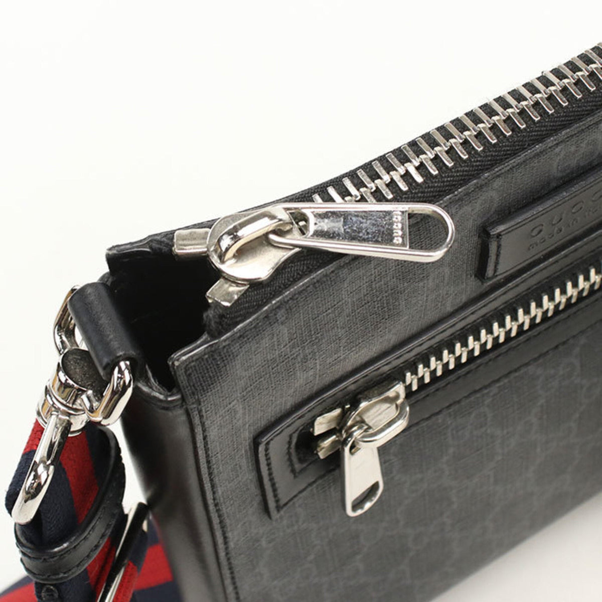 Web Strap Front Zip Messenger Bag GG Coated Canvas Small