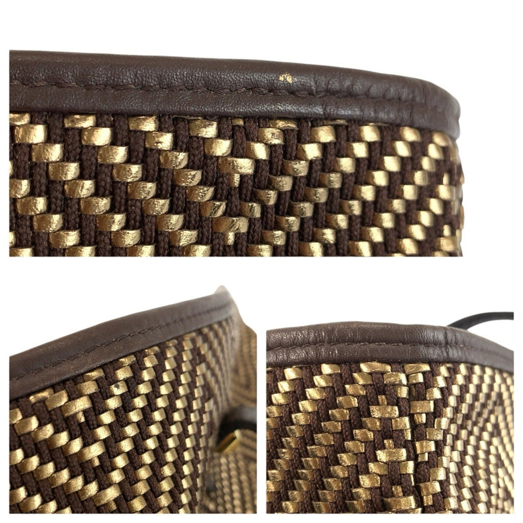 Chennai Tote Woven Leather and Canvas MM