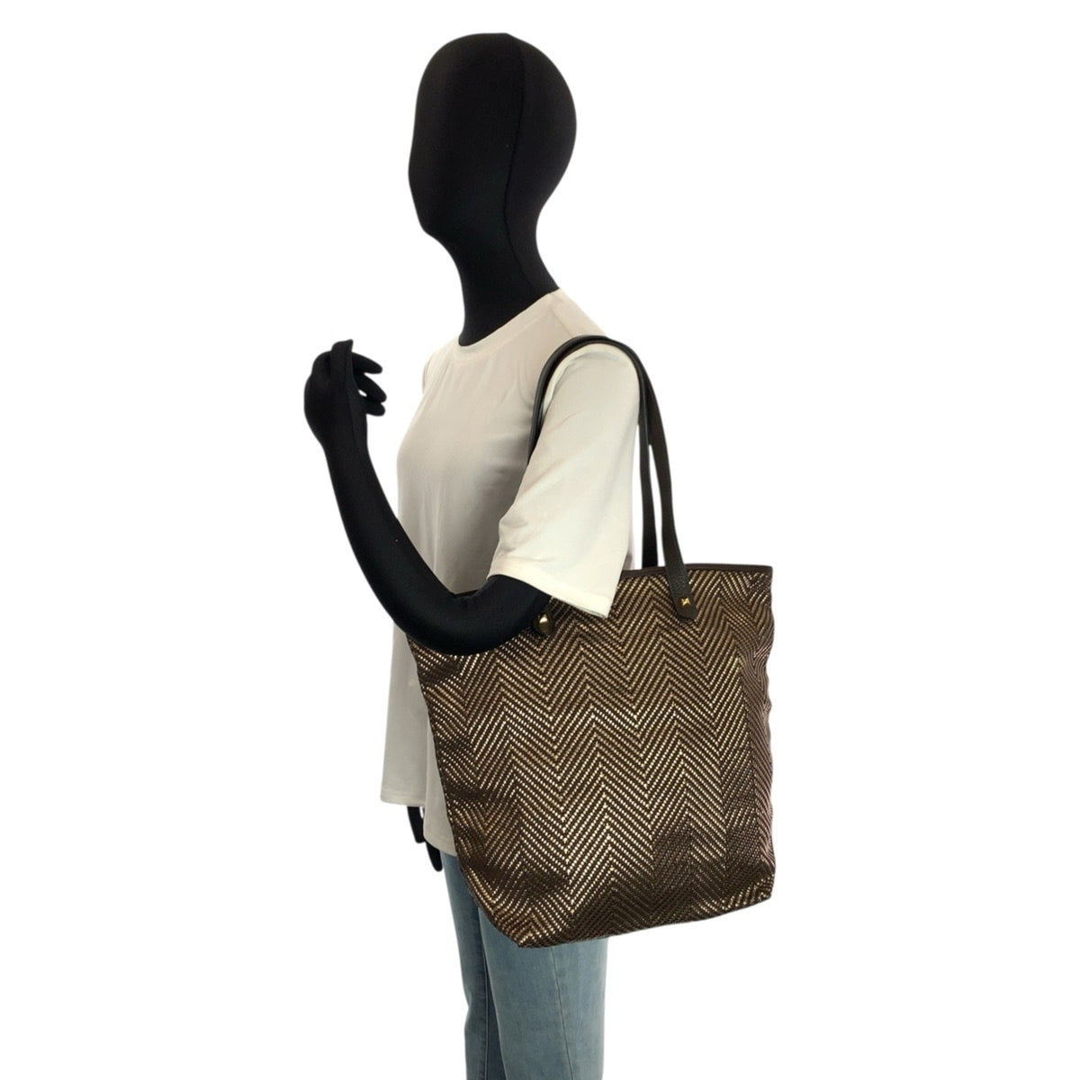 Chennai Tote Woven Leather and Canvas MM