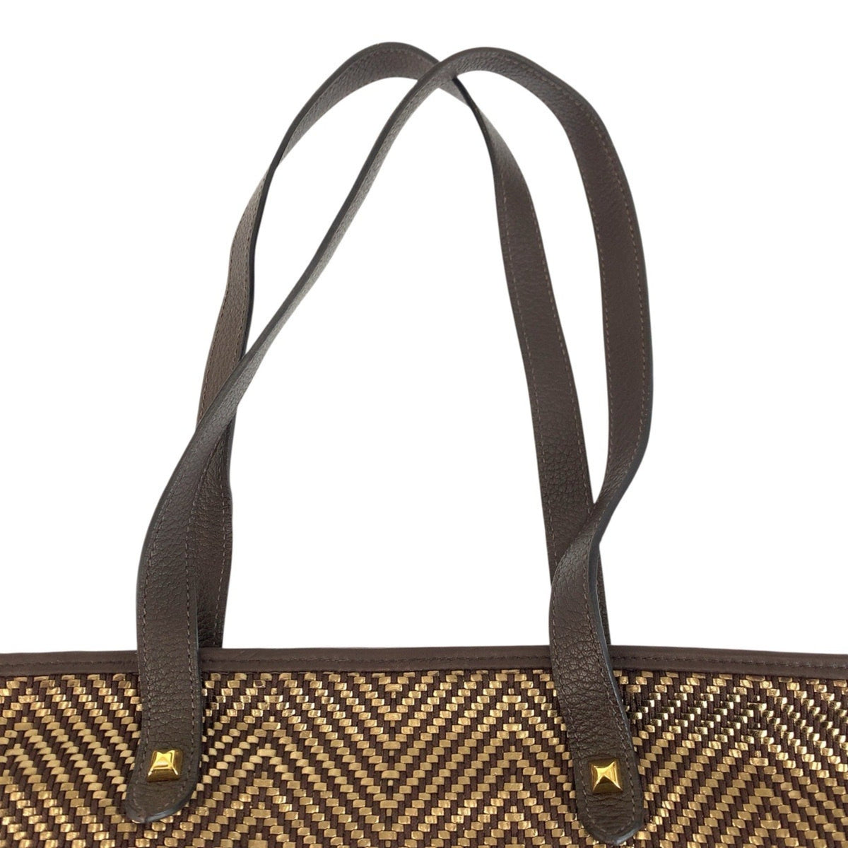 Chennai Tote Woven Leather and Canvas MM