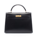 Kelly Handbag Black Box Calf with Gold Hardware 32