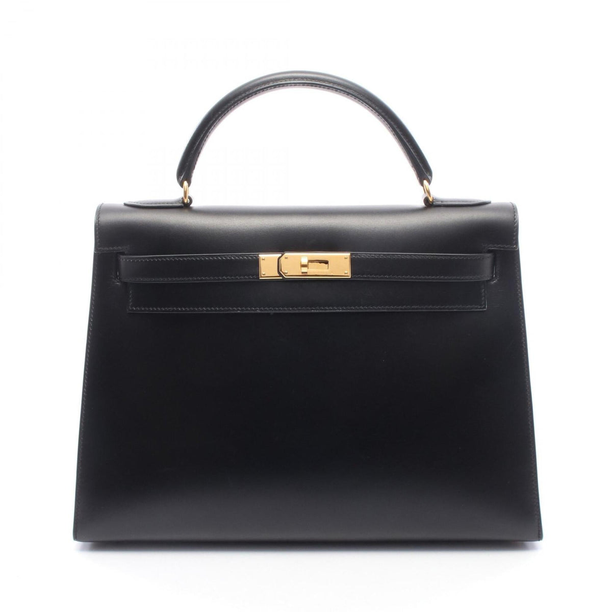 Kelly Handbag Black Box Calf with Gold Hardware 32