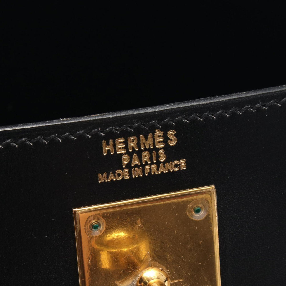 Kelly Handbag Black Box Calf with Gold Hardware 32