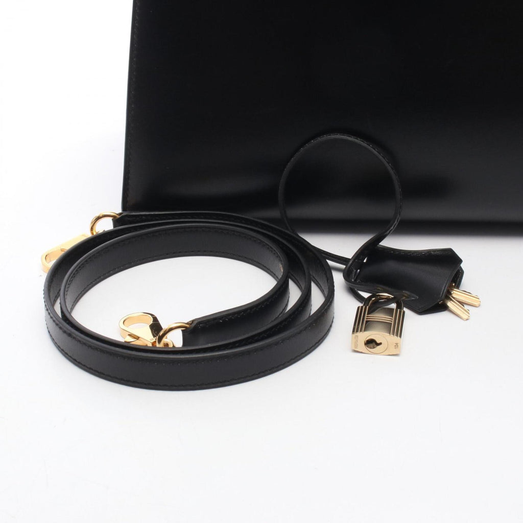 Kelly Handbag Black Box Calf with Gold Hardware 32