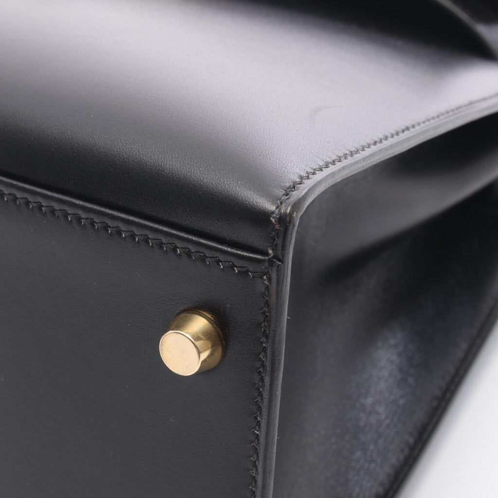 Kelly Handbag Black Box Calf with Gold Hardware 32