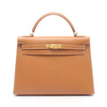 Kelly Handbag Brown Epsom with Gold Hardware 32