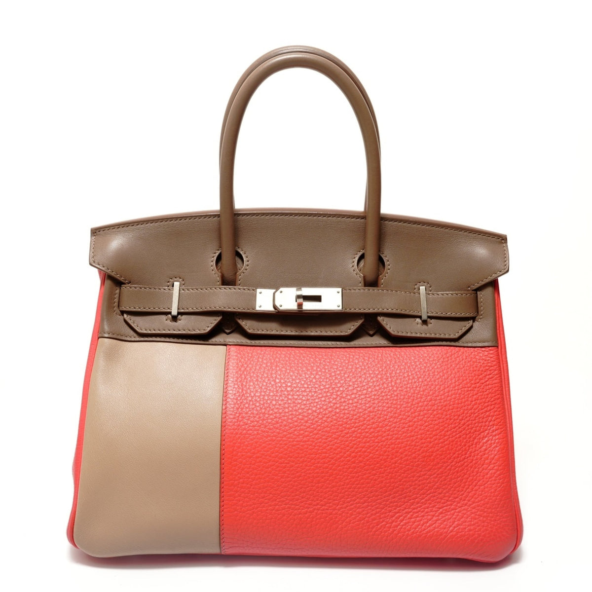 Birkin Handbag Cascade Tricolor Clemence and Swift with Brushed Palladium Hardware 30