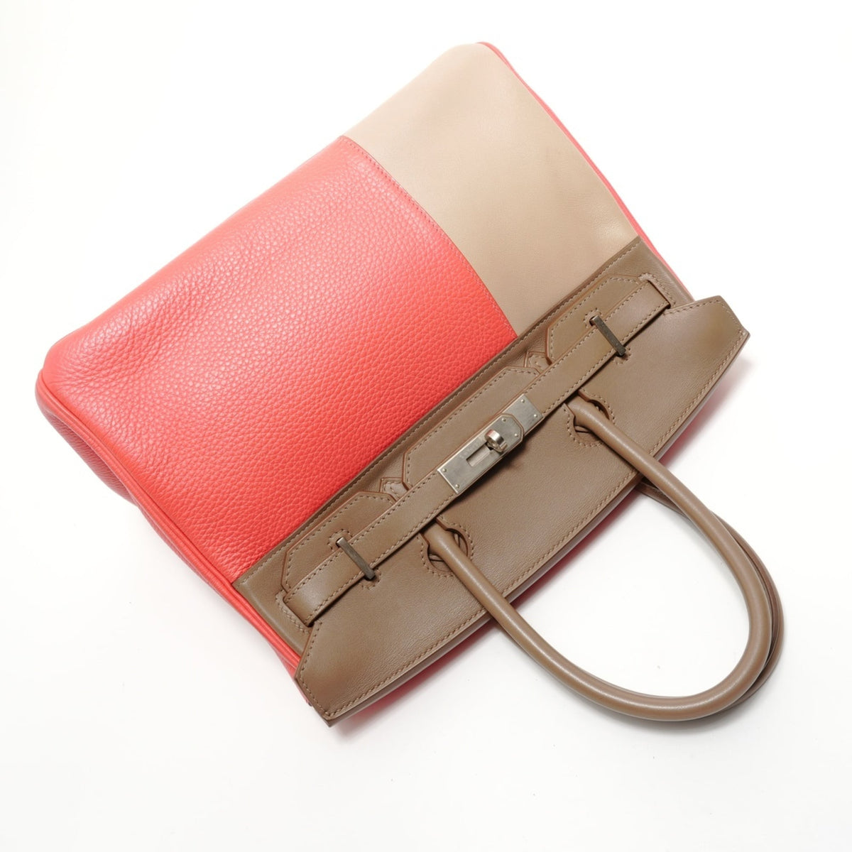 Birkin Handbag Cascade Tricolor Clemence and Swift with Brushed Palladium Hardware 30