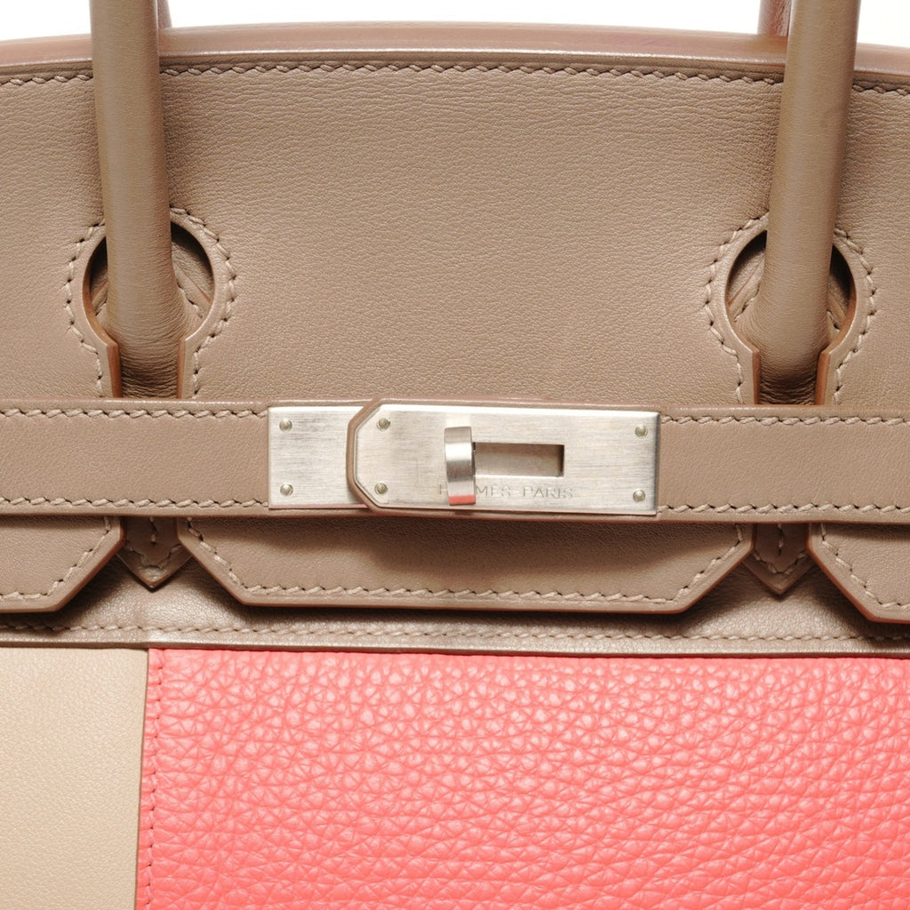 Birkin Handbag Cascade Tricolor Clemence and Swift with Brushed Palladium Hardware 30