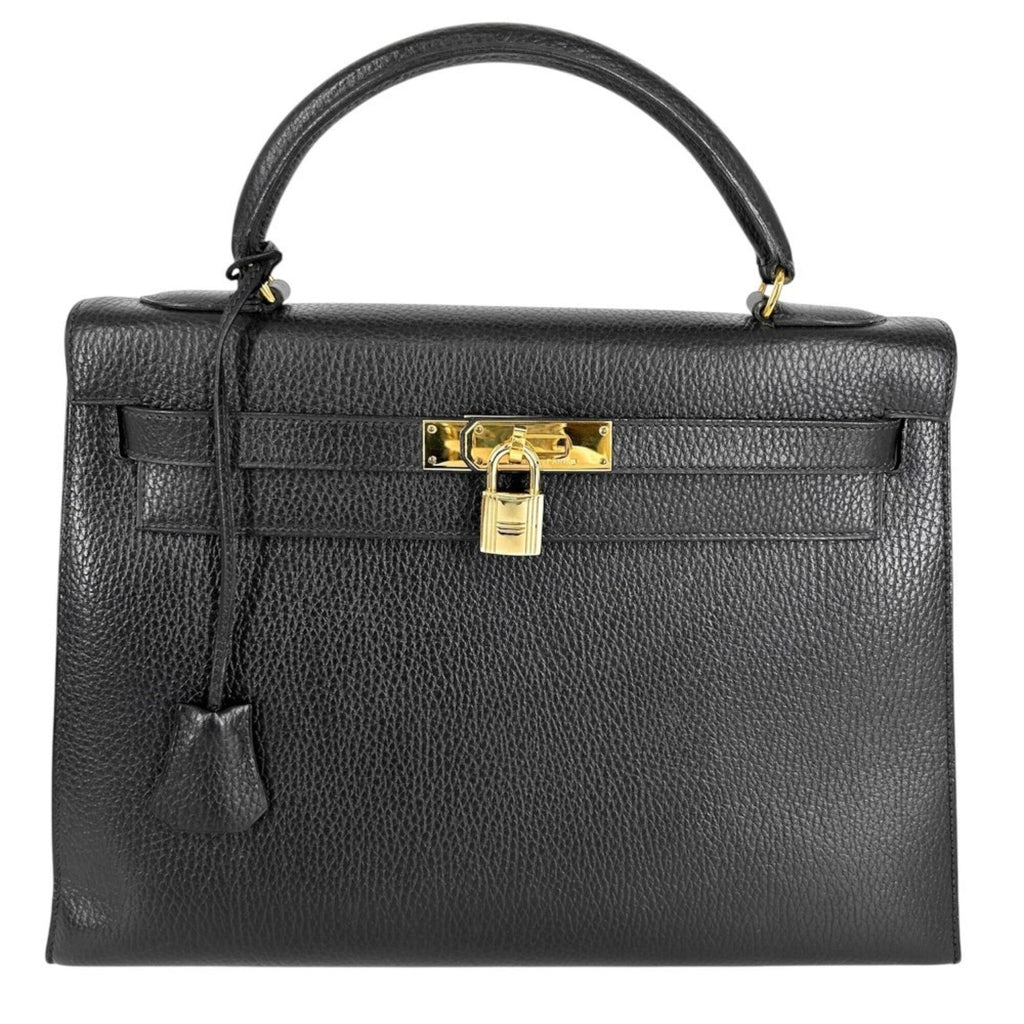 Kelly Handbag Black Ardennes with Gold Hardware 32