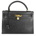 Kelly Handbag Black Ardennes with Gold Hardware 32
