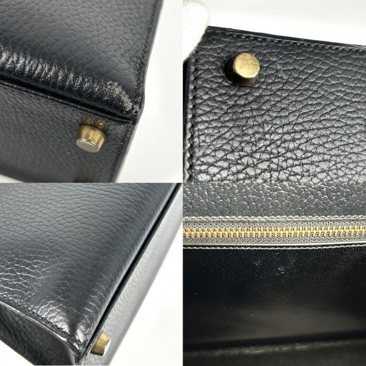 Kelly Handbag Black Ardennes with Gold Hardware 32