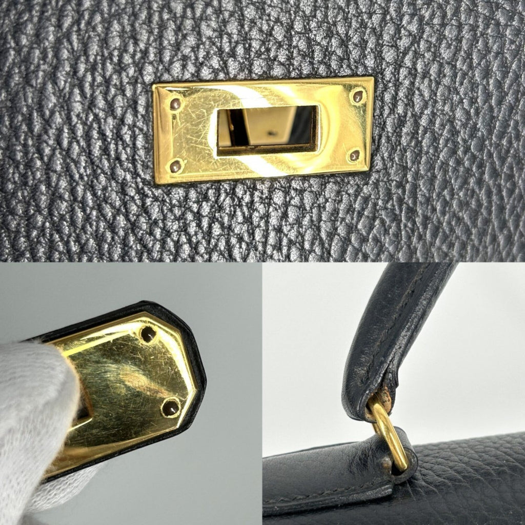 Kelly Handbag Black Ardennes with Gold Hardware 32