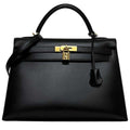 Kelly Handbag Black Box Calf with Gold Hardware 32