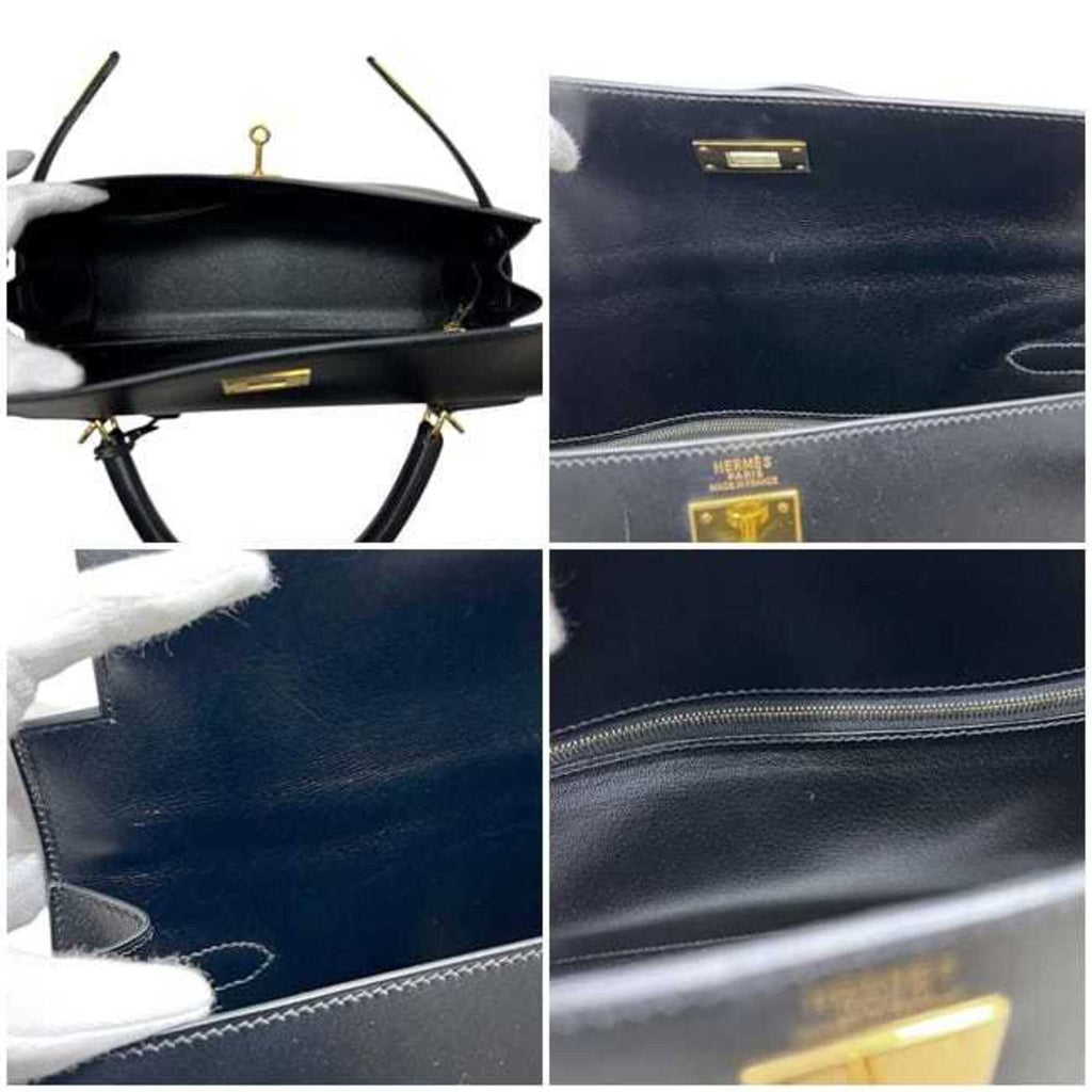 Kelly Handbag Black Box Calf with Gold Hardware 32