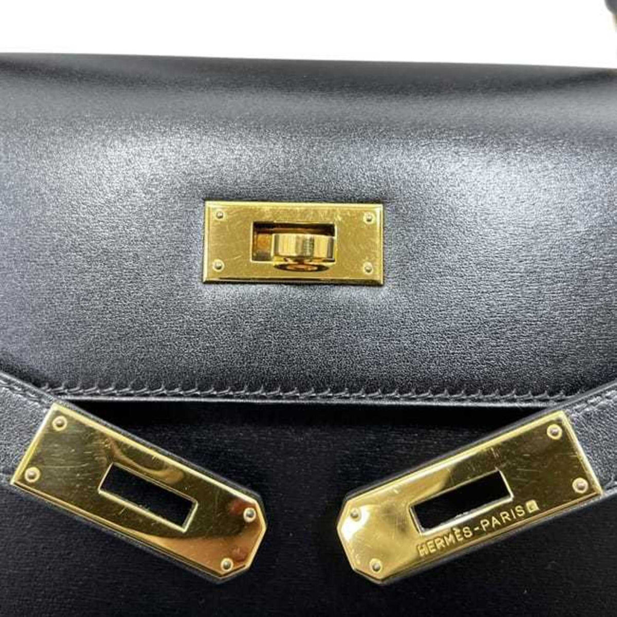 Kelly Handbag Black Box Calf with Gold Hardware 32