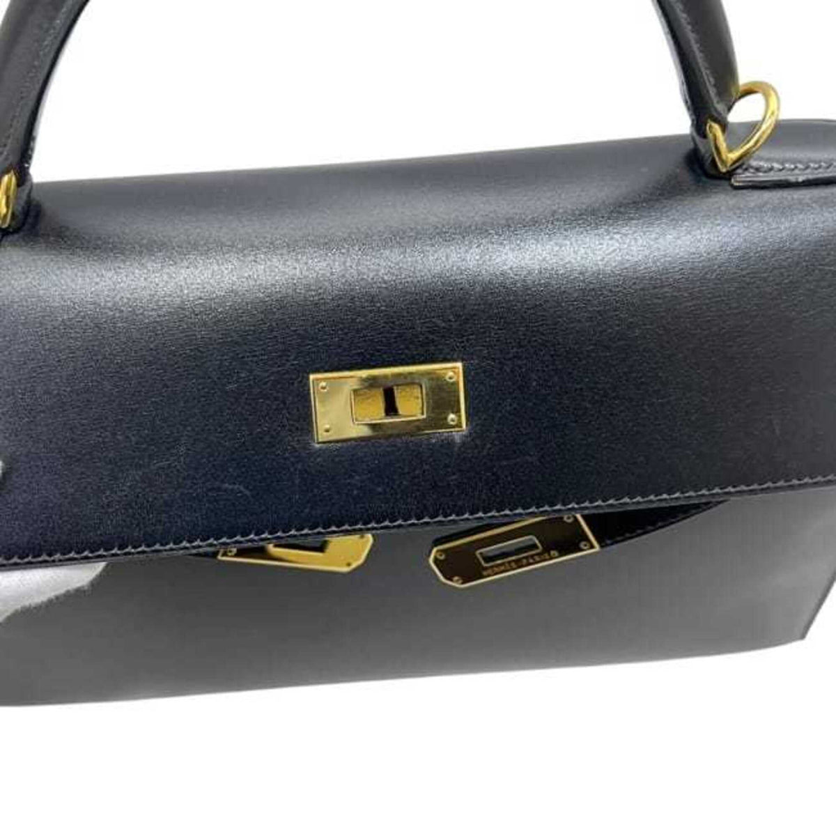 Kelly Handbag Black Box Calf with Gold Hardware 32